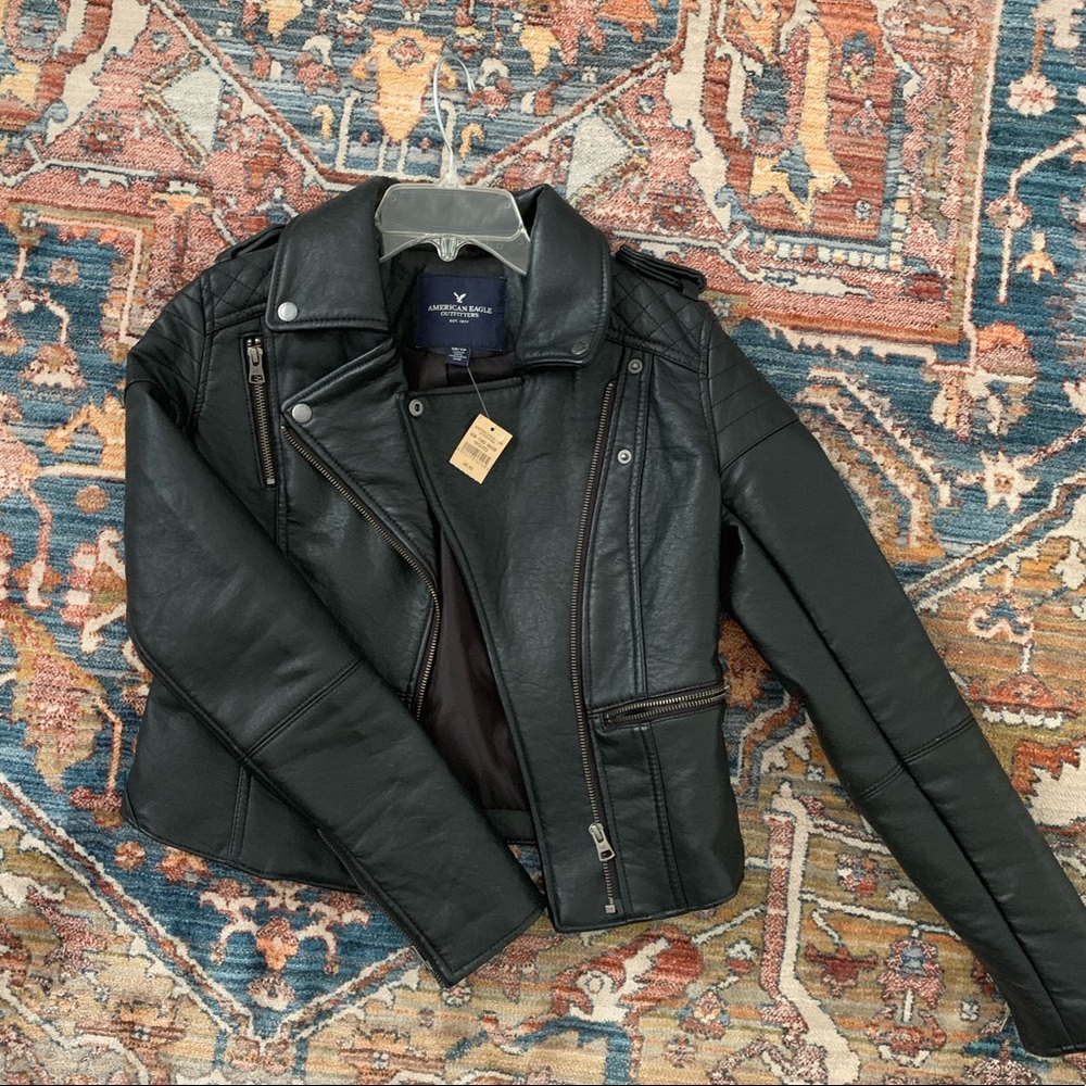 American Eagle leather jacket NWT XS Moto AE
